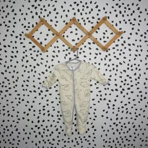 Little Chickadees Elephant Print Neutral Baby Footed Sleeper Pajamas